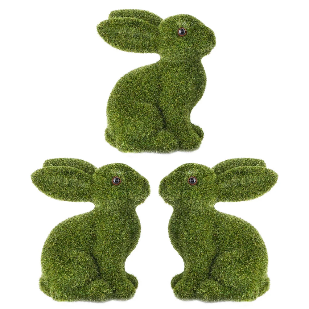 

Rabbit Ornament Moss Decor Easter Bunny Ornaments Figurines Wedding Decorations
