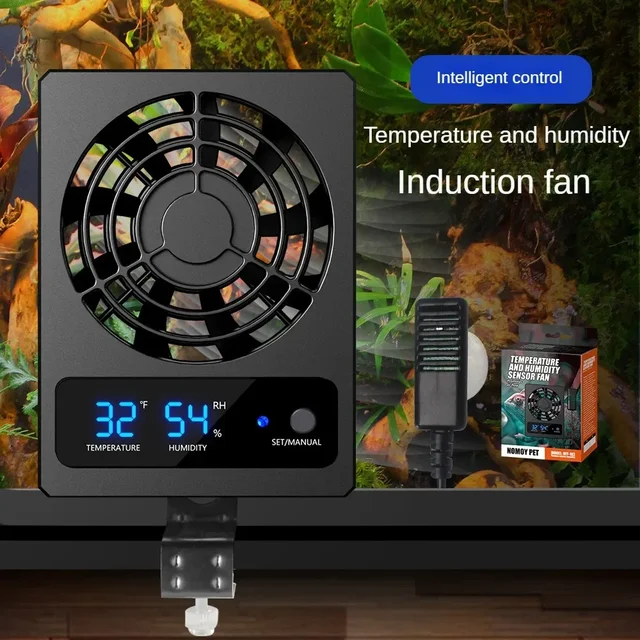 Reptile Temperature Humidity Controlled Fan With LED Display Smart Cooling Fan Strong Wind Low Noise Amphibians Reptiles Reptile Temperature Humidity Controlled Fan With LED Display Smart Cooling Fan Strong Wind Low Noise Amphibians Reptiles