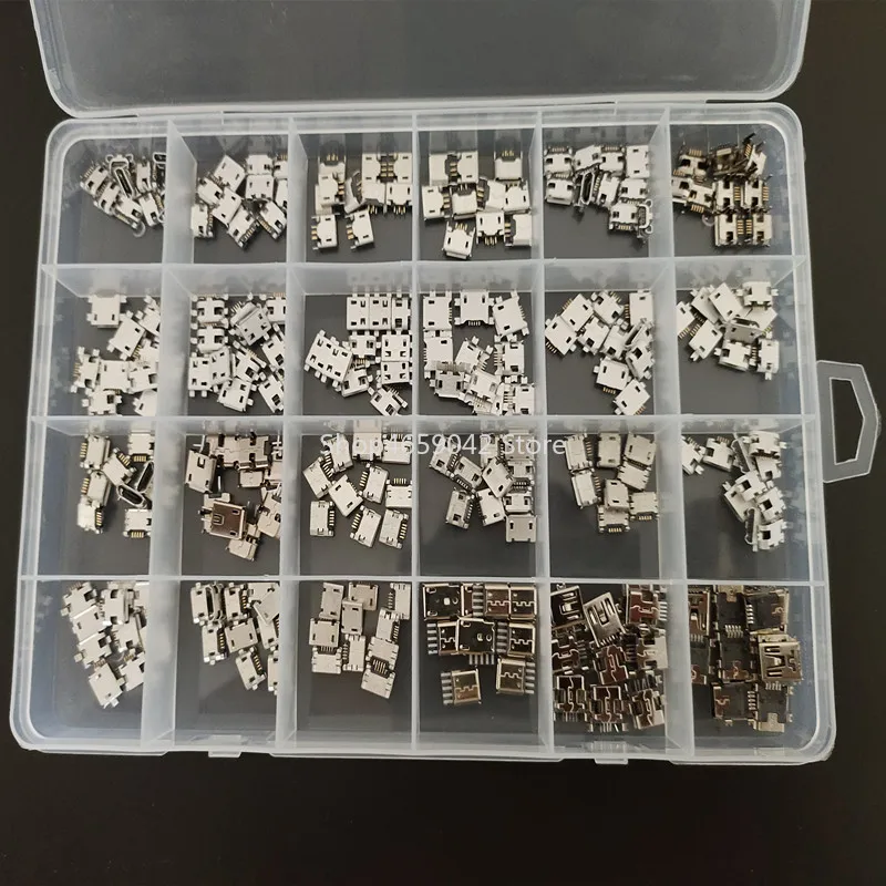 Conectores de Solda Micro Usb para Mp3 Huawei Samsung Smd 24 Modelos Faça Você Mesmo Acessórios Kits 240 Pcs Box