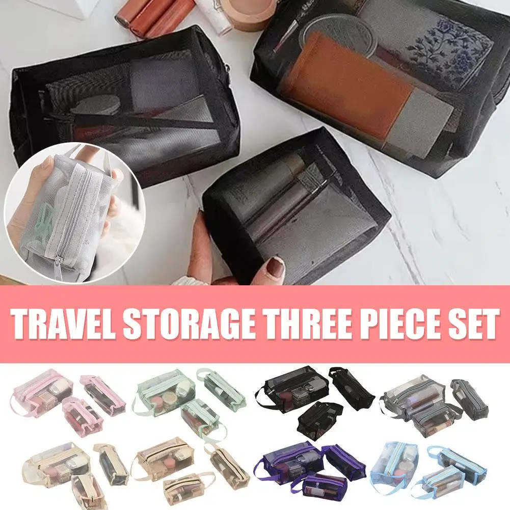 

New Mesh Transparent Cosmetic Bags Small Large Clear Bag Organizer Portable Storage Black Travel Makeup Pouch Toiletry Lips Q0P0