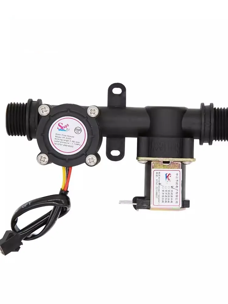 Water Flow Meter Sensor Indicator Counter with Solenoid Valve Automatic Billing System for Water Heaters Dispenser G1/2