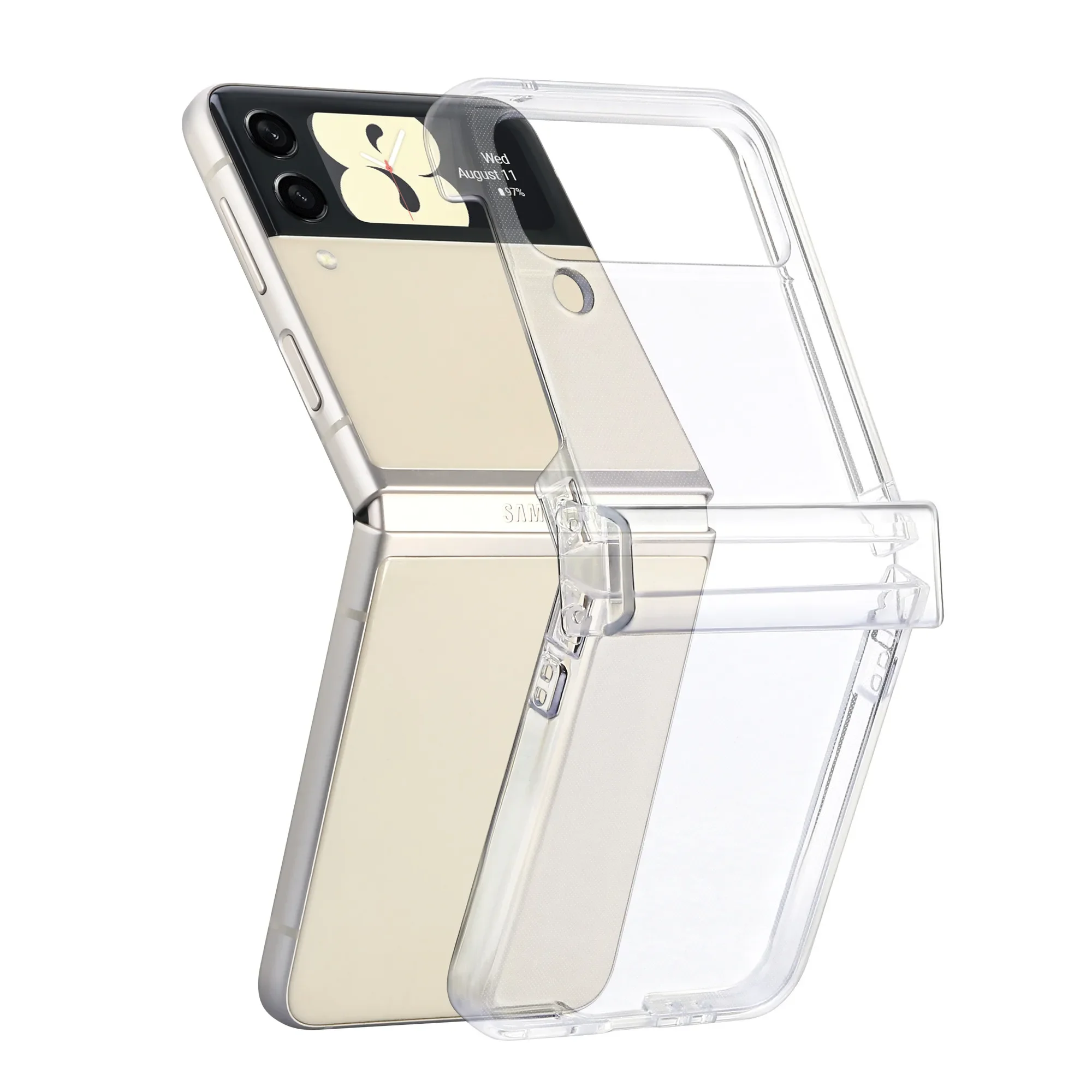 Clear Anti-Slip Mobile Phone Cover with Hinge Protection