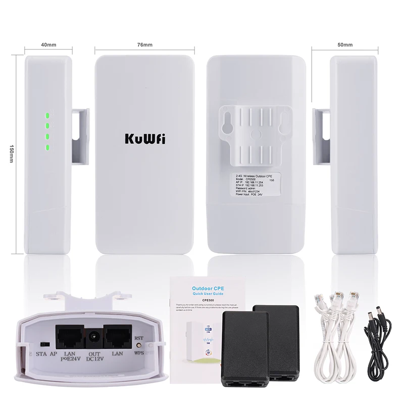 KuWFi Outdoor WI FI Router Wireless 2.4G Wifi Repeater 300Mbps Point to Point Wifi Signal Amplifier Increases Wifi Range 1KM — view 6