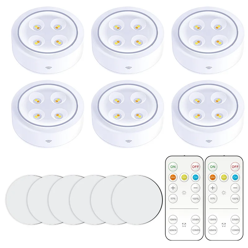 Remote Control Led Closet Lights Push Switch On Off Dimmable Warm White Night Light For Wardrobe Cupboard 6pcs/lot remote control touch sensor led under cabinets lights warm white white led puck lights for kitchen close wardrobe stair hallway