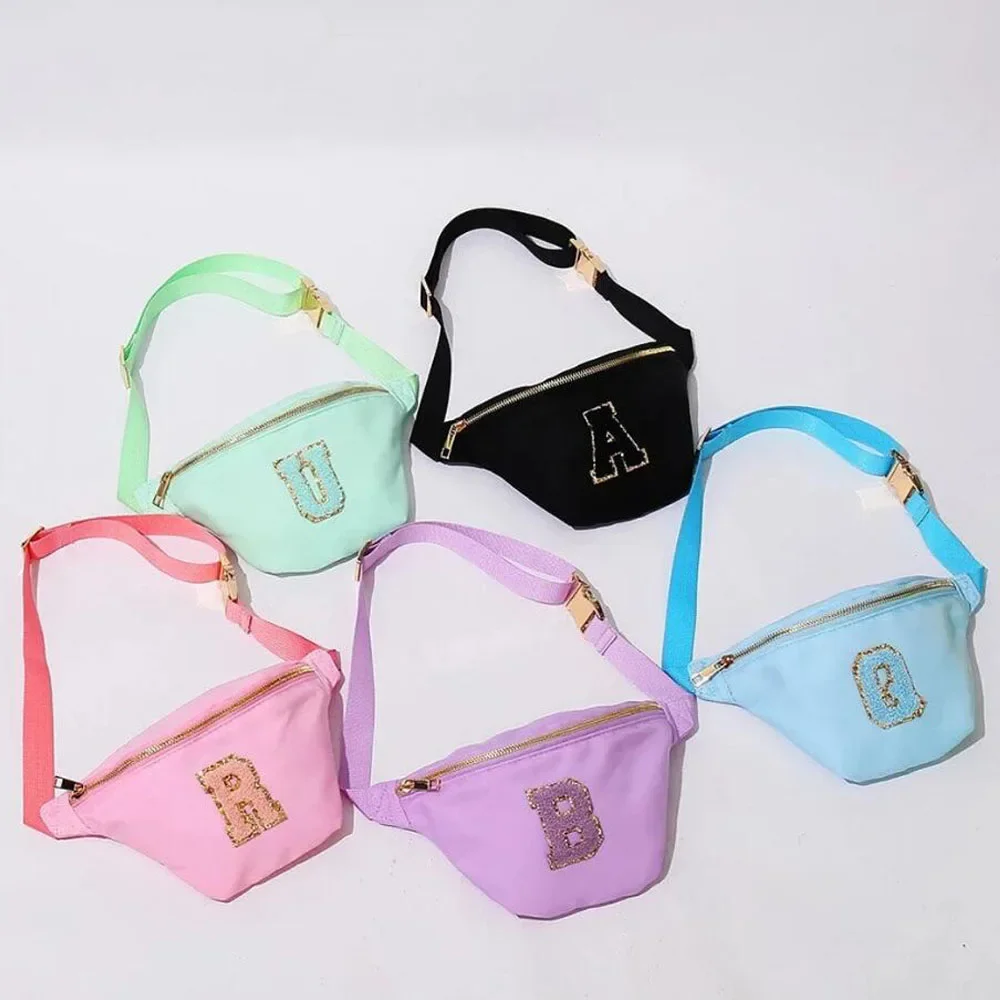 

Letter Patches Nylon Fanny Packs Women Fashion Cute Crossbody Chest Bags Female Simple Versatile Waist Pack Waterproof Hip Pouch
