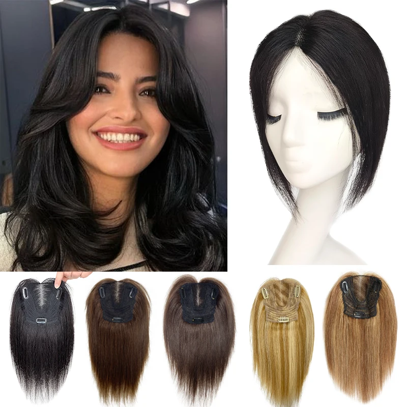 25cm Wig Piece for Women 13X12cm Hairnet 100% Real Human Hair Extensions Swiss Lace Pieces Wigs Improve Hair Volume Topper human hair toppers
