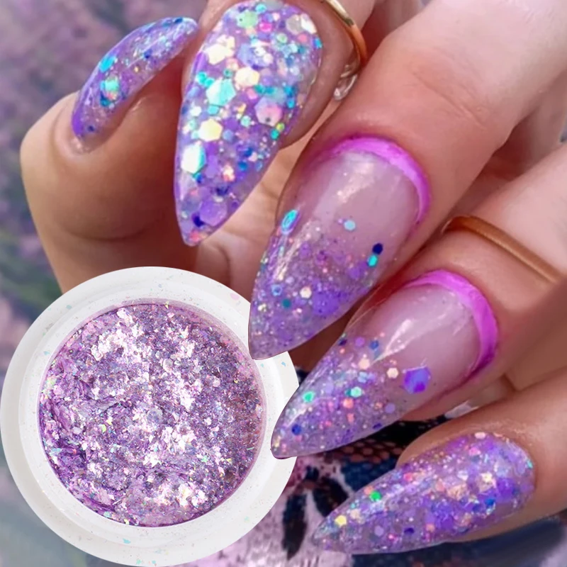 

Nail Glitter Flakes Sequin Sparkly Silver Irregular Glass Paper Heart Nail Sequins DIY Gel Polish Manicure Nail Art Decorations