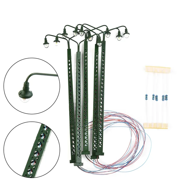 5Pcs Model Railroad Lights Lattice Mast Light 3V LED Lamps Gauge H0 LED Light For Rail Building Layout Mini Garden Lamps Decor 5