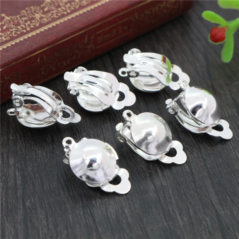 12mm 20 teile/los Eisen material Ohr Clips Silber Überzogene Farben, Ohrringe Blank/Basis, fit 12mm Glascabochons, ohrring setting-S2-33