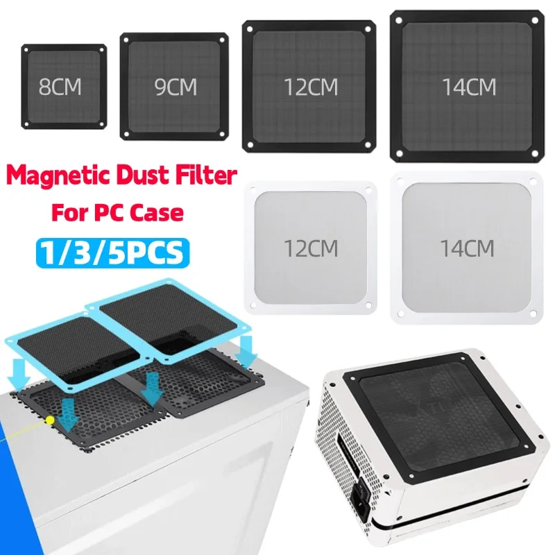 8/9/12/14CM PC Chassis Cooling Fan Dust Filter Magnet Dustproof Mesh ...