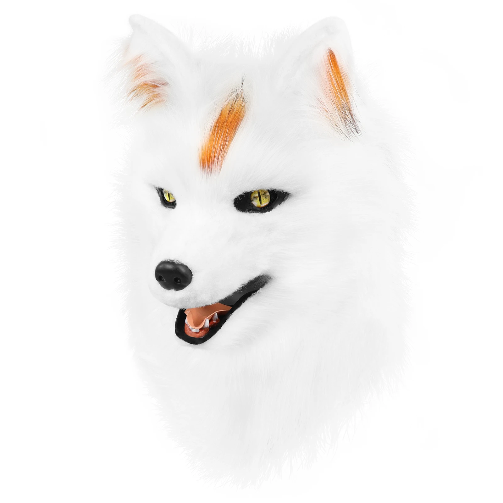 Tier Wolf Maske Cosplay Kostüm Zubehör Pelzigen Kunstpelz Hund Fuchs Voller Kopf Therian Masken Anime Dress up Party – Detail 5