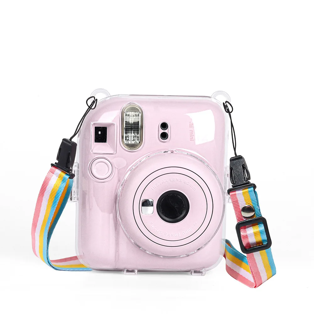 Transparent Camera Cover Protective Carrying Bag Cover Storage Bag Shoulder Strap for Fujifilm Instax Mini 12