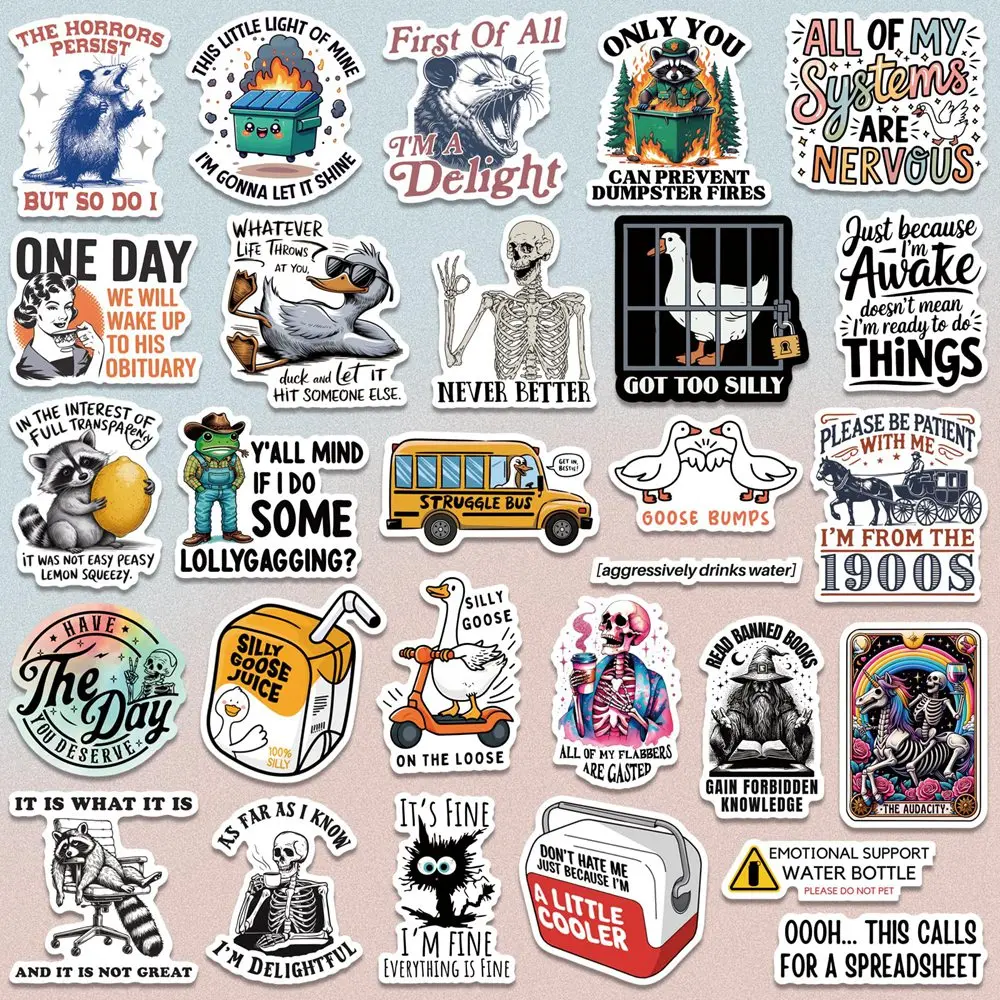 200Pcs Waterproof Funny Quote Stickers Pack - Cool Accessories for Water Bottles, Phones, Laptops, and Cars