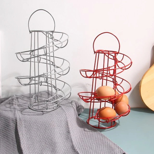 1pc Spiral Design Metal Egg Skelter Dispenser Rack, Storage Display Rack