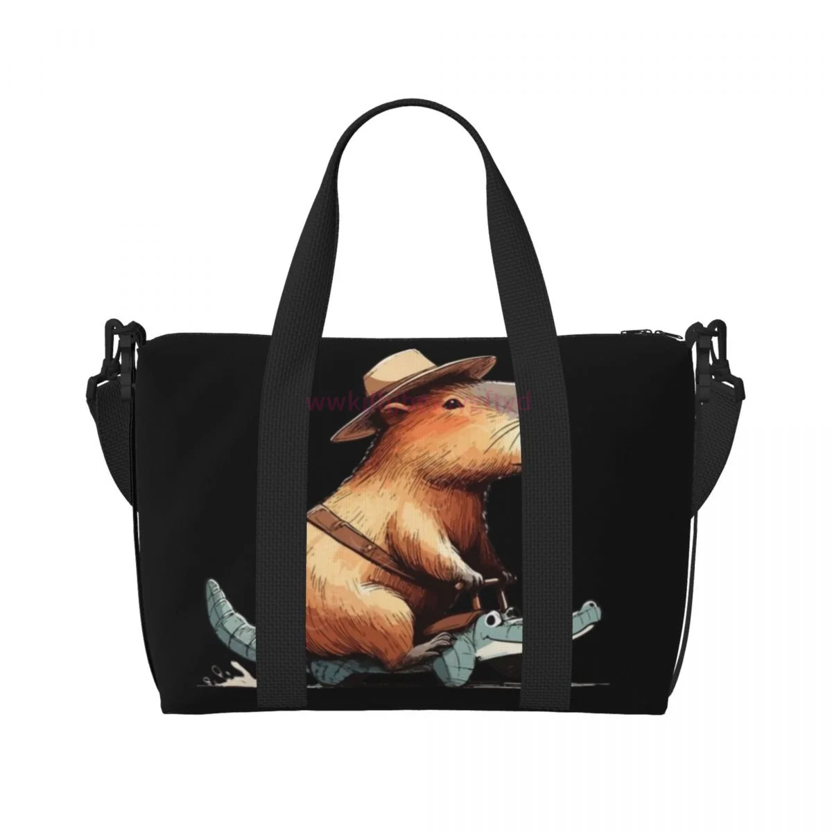 Cool Capybara Spacious and durable men's and women's cartoon printed nylon large capacity sports fitness bag