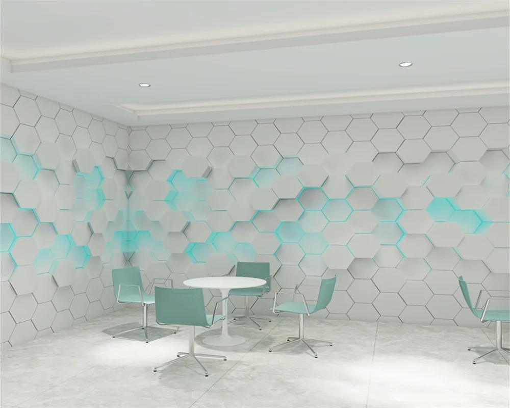 beibehang papel de parede Customized modern geometric hexagon metal technology Internet cafe bar front desk wallpaper