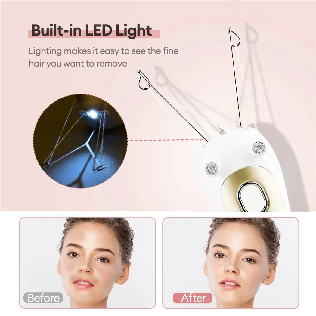 Electric Body Hair Remover Hair Epilator Women Cotton Thread Leg Arm Facial Shaver Razor Defeatherer Cotton Thread Depilator 2