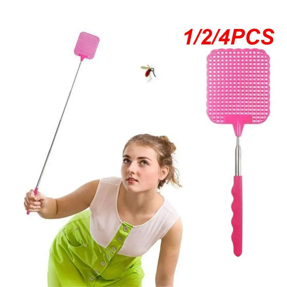 

1/2/4PCS Adjustable Fly Swatters Telescopic Home Long Handle Flyswatter Extendable Flapper Insect Killer Hot Wholesale Plastic