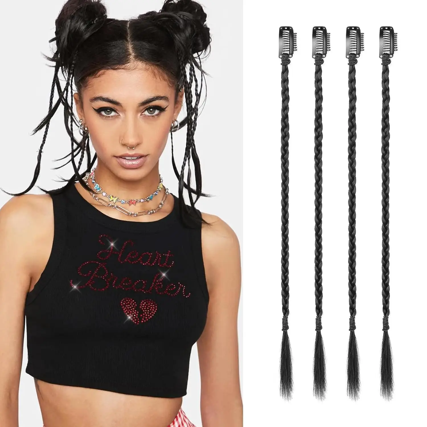 4pcs/Pack Y2K Style Synthetic Box Braids 22 Inch Unisex Straight Hair Extensions Perfect Valentine Day Gift for Birthday Party