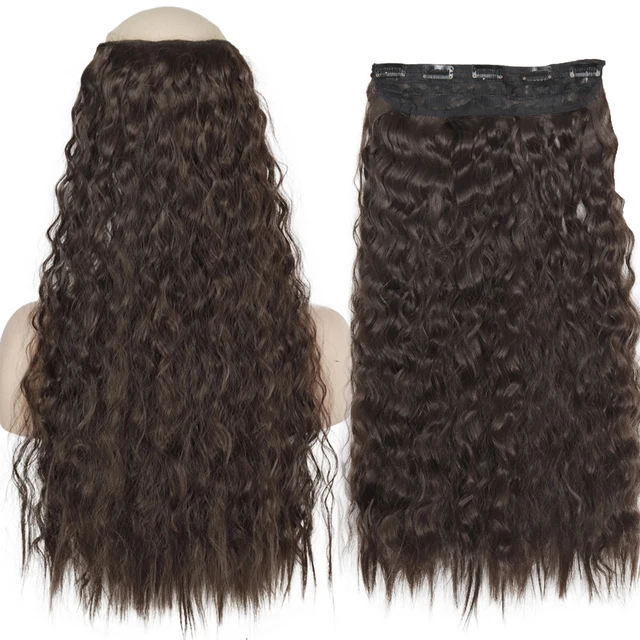 MERISIHAIR 32inch Synthetic Hair Extensions One piece 5 Clips Long Straight High Temperature Fiber Black Brown Hairpiece 55-4