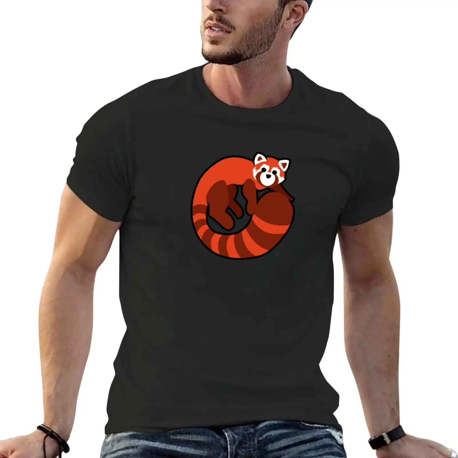 

Red Panda T-Shirt korean fashion Aesthetic clothing heavyweights mens t shirts pack