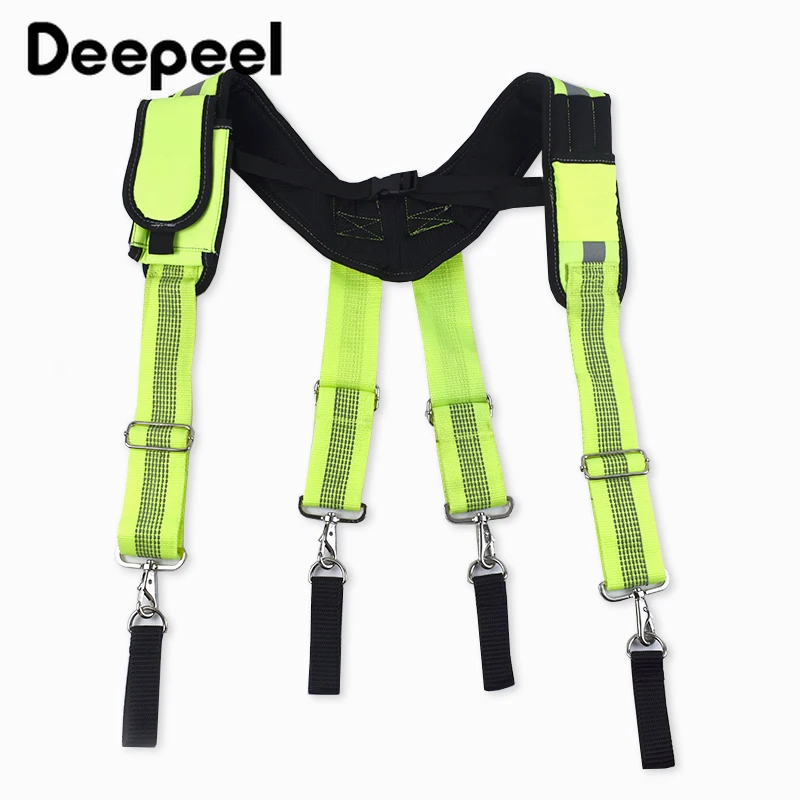 Men's X shaped Waist Pack Tool Belt Suspenders Fluorescent Wide Braces