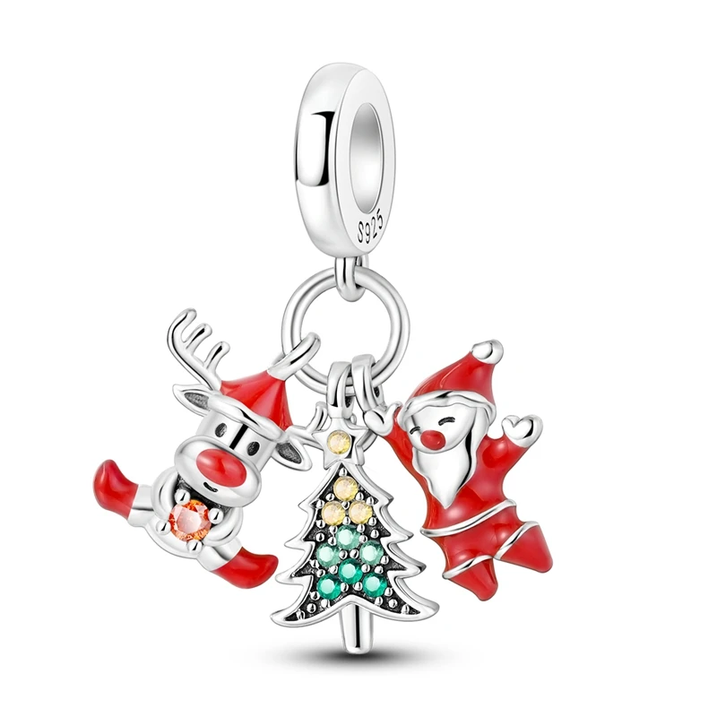 925 Sterling Silber Charms Winter Serie Perlen Schneemann Pinguin Anhänger Fit Frauen Original Armband Weihnachten DIY Schmuck Baumeln – Detail 38