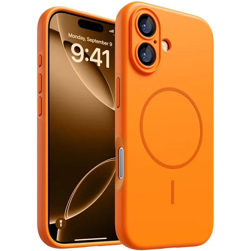 Orange for IPhone17 Silicone Soft Magnetic Case for IPhone 17 Air 16 15 14 13 12 Pro Max Plus 17Air 17Pro Magsafe Phone Cover 1