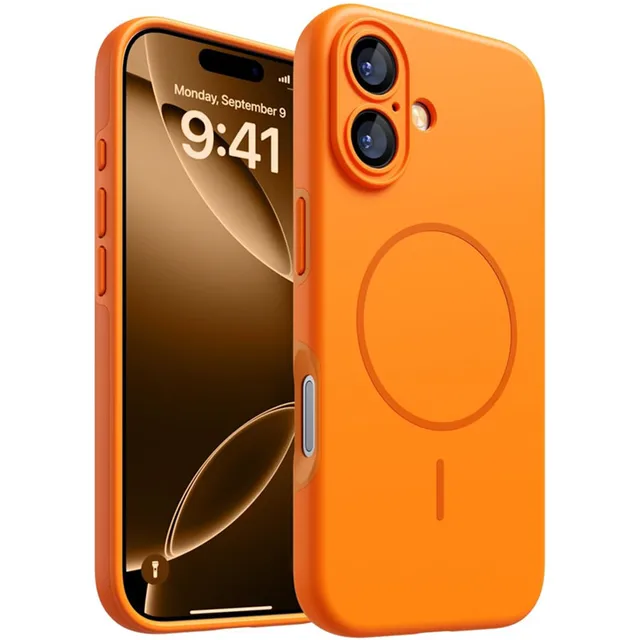 Orange for IPhone17 Silicone Soft Magnetic Case for IPhone 17 Air 16 15 14 13 12 Pro Max Plus 17Air 17Pro Magsafe Phone Cover 1