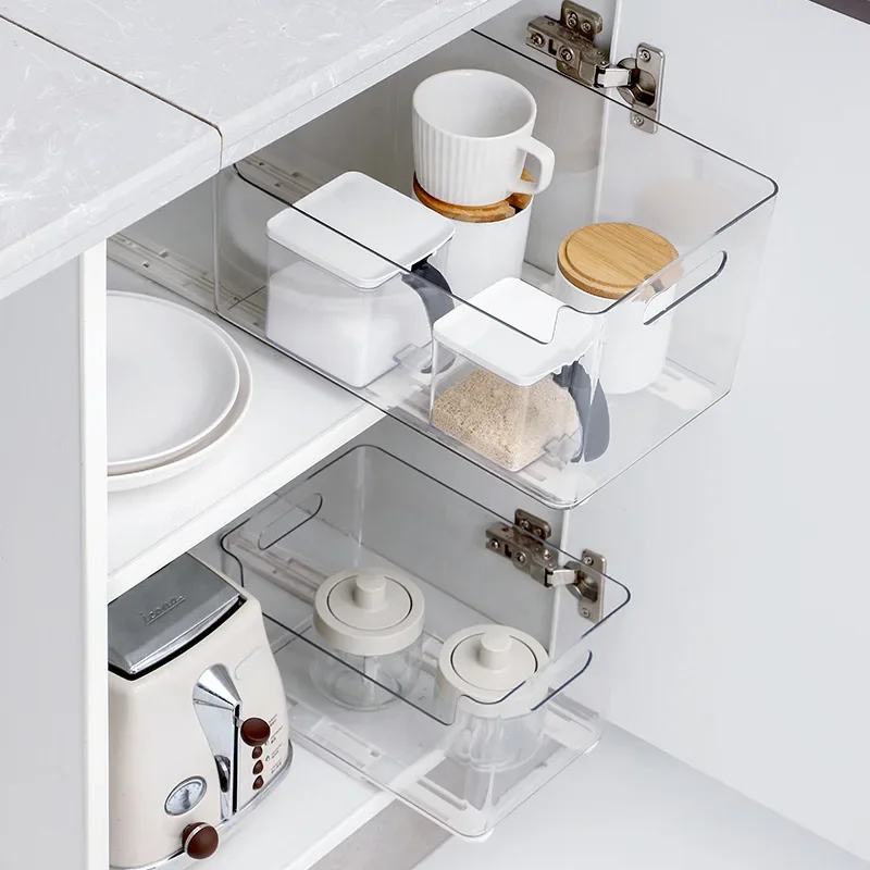 Hot Kitchen Cabinet Storage Box Slide Rail Pull Basket Pull Silent Track Sticker Without Punching Drawer Telescopic Track Strip