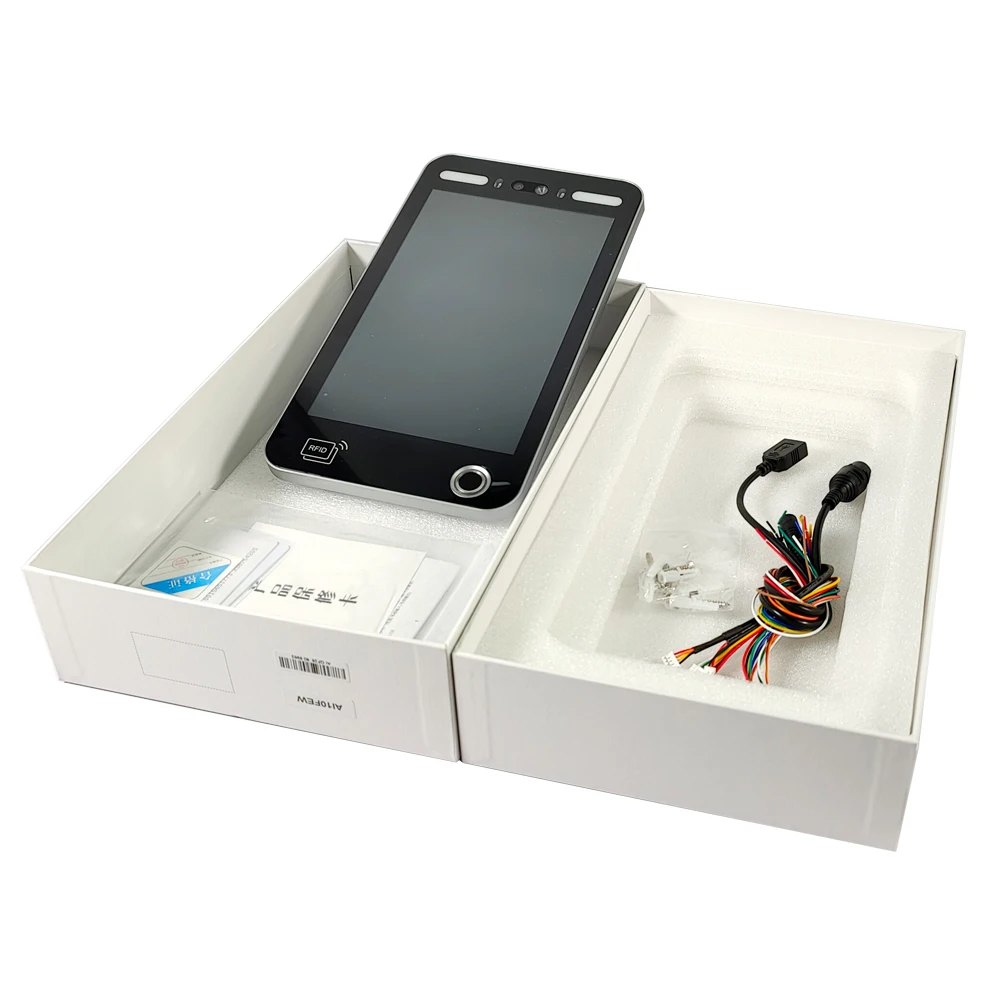 10.1 인치 IP65 생체 인식 출석 시스템 AI 얼굴 QR 코드 리더 액세스 제어 지문 타임 머신 RFID 카드 모바일 앱