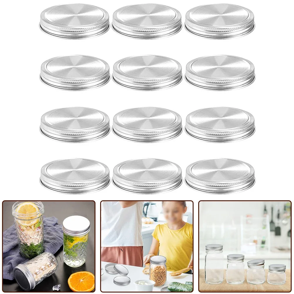12PCS Canning Lids For Ball Reusable Metal Reusable Universal Jar Lids Wide Mouth Regular Mouth Leak-Proof Seal Lid For Canning