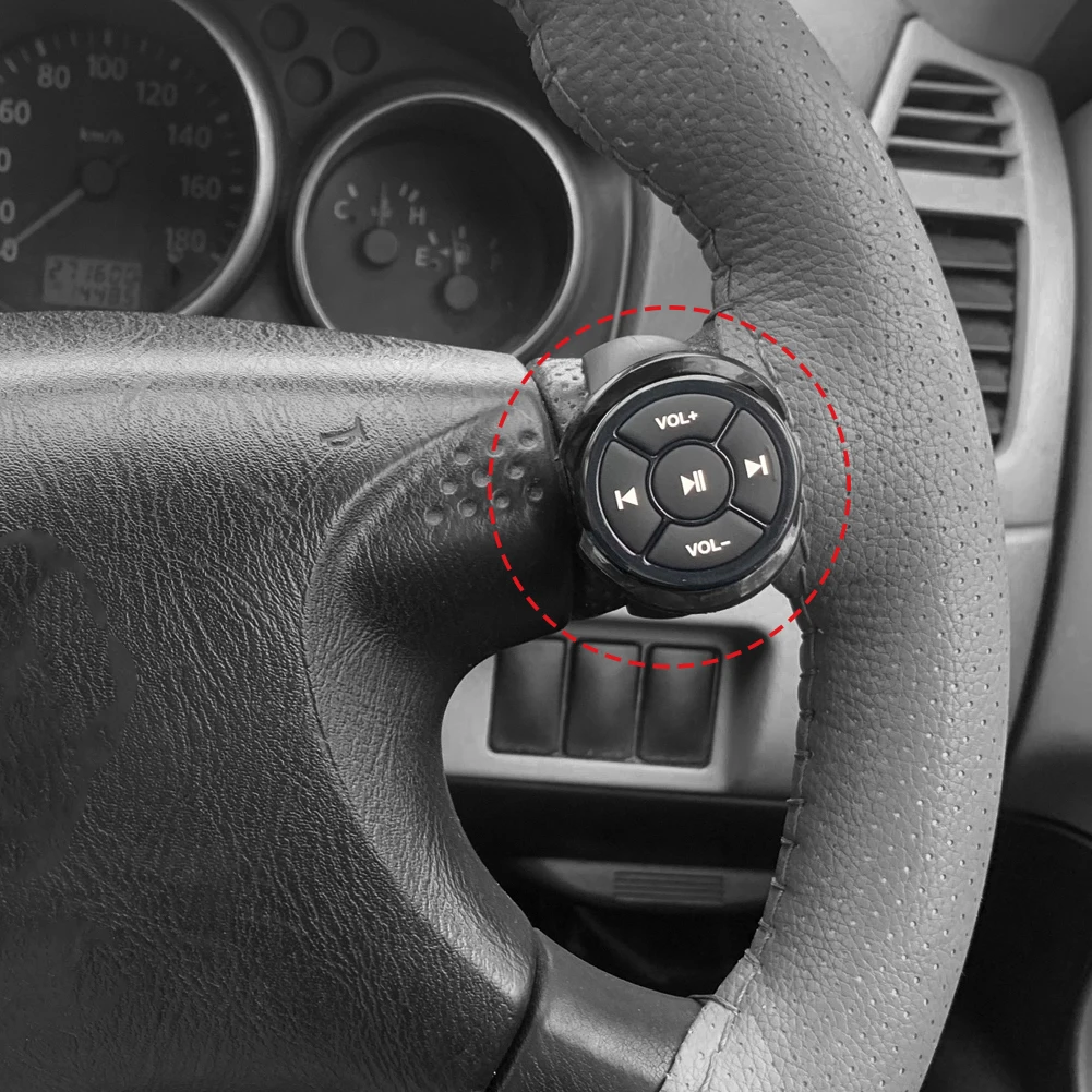 Mando a distancia inalámbrico con Bluetooth para coche, motocicleta,  bicicleta, volante, MP3, reproducción de música para IOS, teléfono Android,  tableta - AliExpress