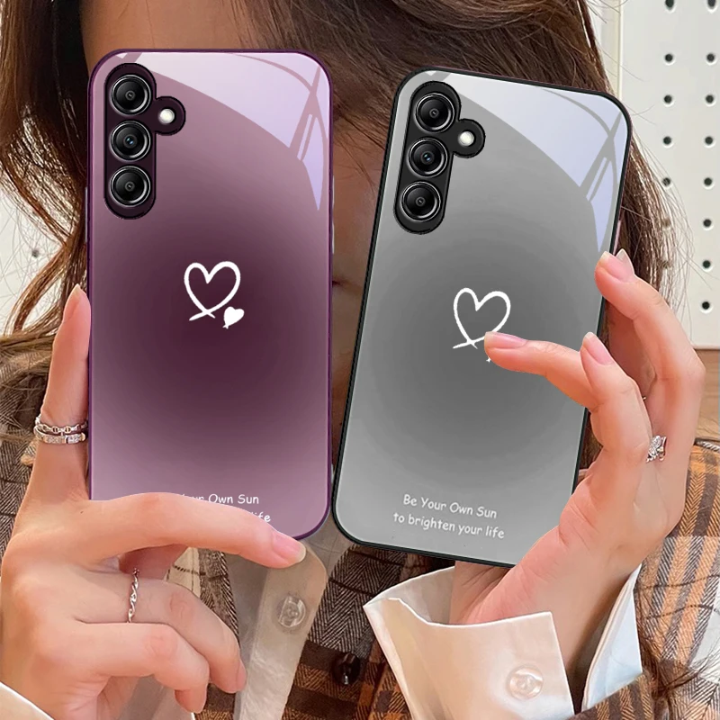 Gradient Heart Glass Phone Case