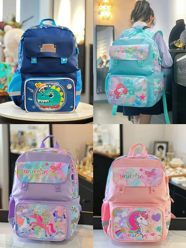 VEST backpack, backpack, 3-6 grade elementary school backpack, lightweight spine protection cartoon backpack for boys and girls