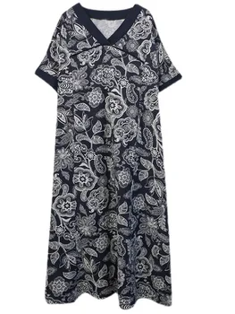 Anteef فساتين قصيرة الأكمام المعتاد القطن الكتان خمر الأزهار للنساء فستان فضفاض طويل الصيف ملابس أنيقة 2023 4