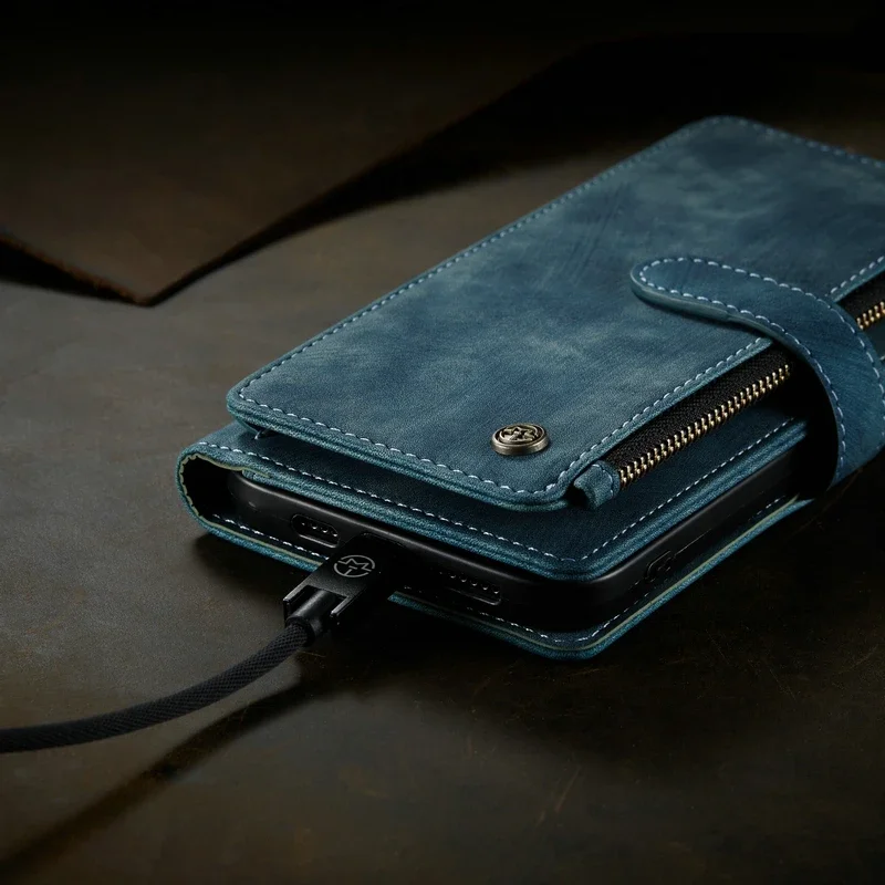 Luxurious Leather Zipper Wallet Card Holder Case - Versatile Book Cover