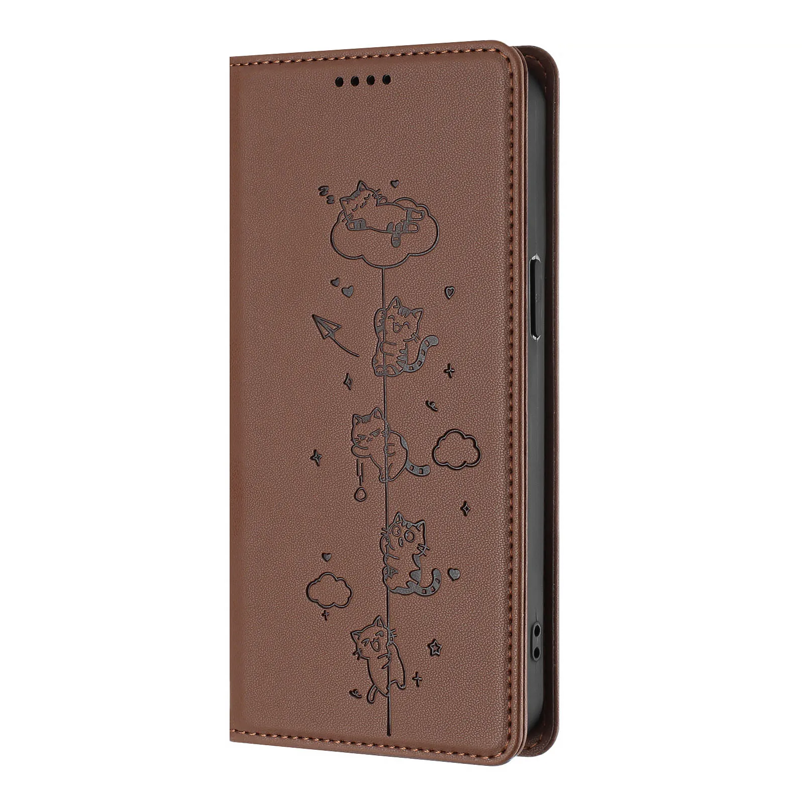 Chic Cat Phone Case: Magnetic Leather Flip Cover with Card Holder