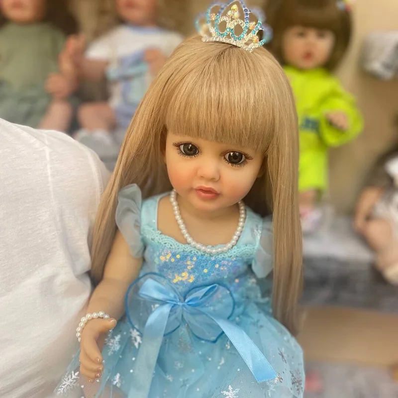 

55cm Already Painted Finished Doll Betty Princess Reborn Toddler Girl Dolls Full Body Silicone Long Hair Girls Doll for Children