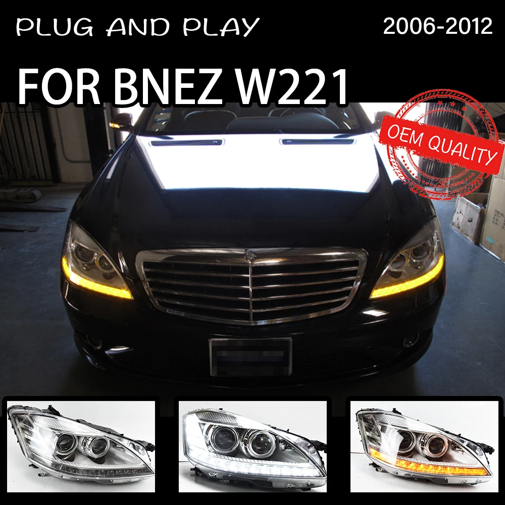 Headlight For Benz W221 2006-2012 Car автомобильные товары LED DRL Hella 5 Xenon Lens Hid H7 S300 S400 Car Accessories