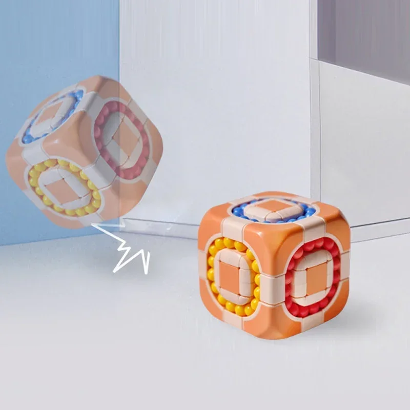 Rotating Bean Intelligence Fingertip Cube for Kids Finger Gyro Antistress Cube Learning Educational Magic Disk Toy Children 5
