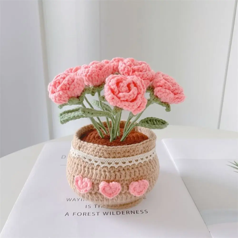 Handgemachte Tulpe Topf Blumen bündel Dekoration DIY Häkel material Tasche selbst gemachte Dekoration – Detail 6