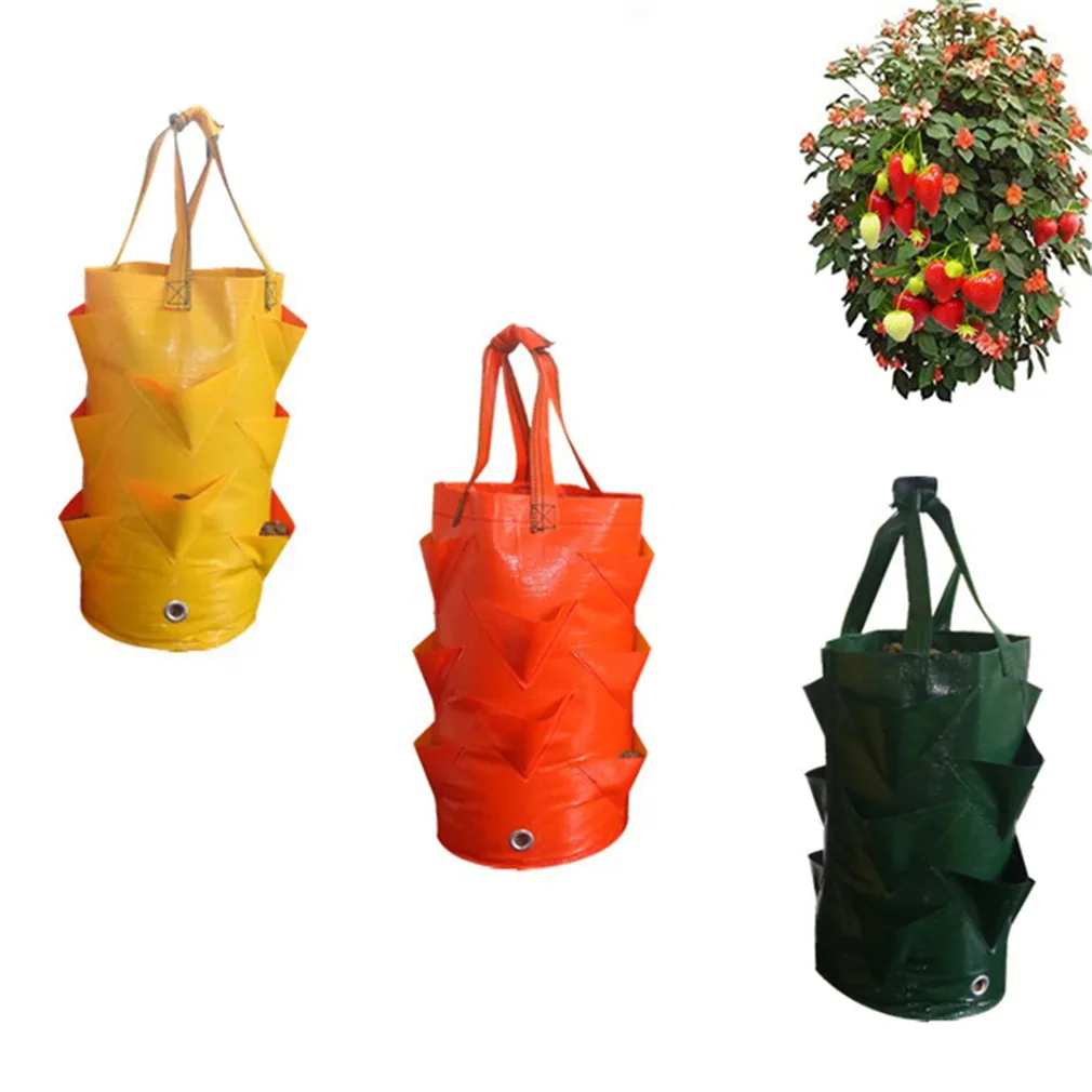 

3 Gallon Vertical Garden PE Fabric Strawberry Planter Grow Bag Vegetable Planting Tools Pots Gardening Wall Hanging Flower
