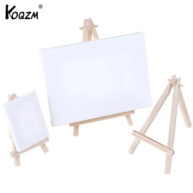DIY Mini easel+Frame Set Pure Cotton Canvas Smooth Practical Desktop Pure Pine Wood Frame Exhibition