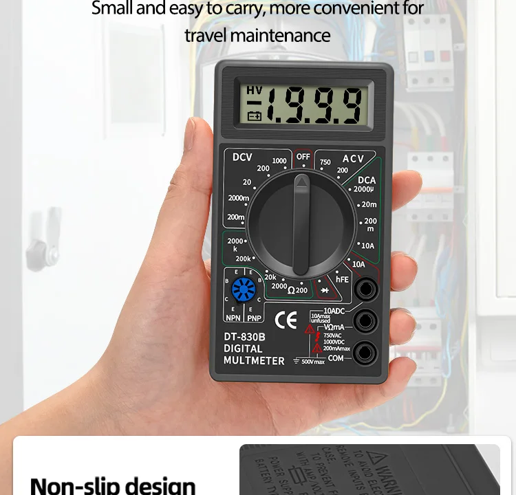 Multimetre,YellowMultimètre numérique LCD DT 830B, voltmètre