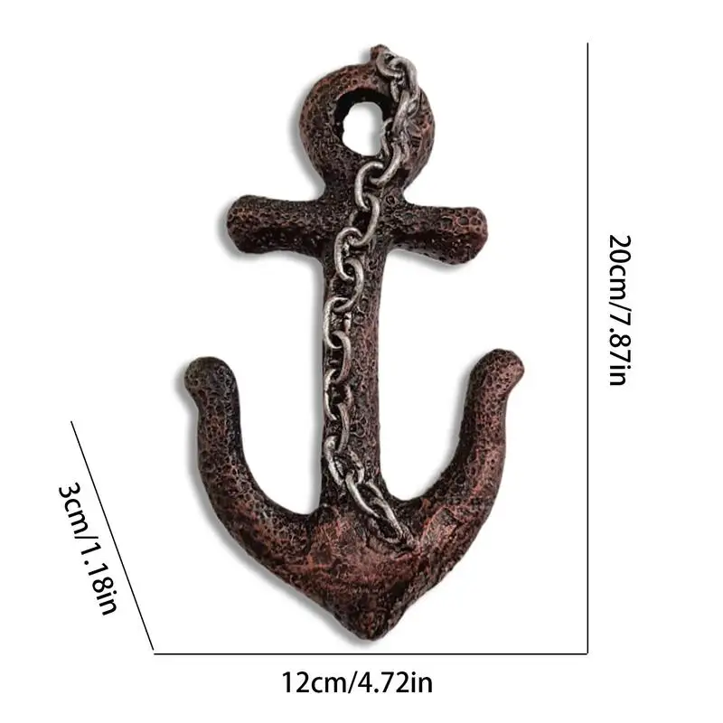Nautical Wall Hanger Resin Decorative Wall Mounted Antique Hanger Rustic Coat And Hat For Outdoor Decor Behind-Door