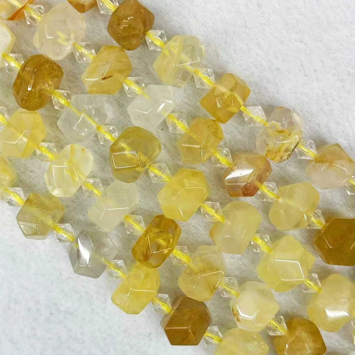 Top Grade Natural Yellow Gum Flower Crystal Ghost Stone Irregular Quartz Loose Beads Genuine Gemstone For DIY Jewelry Making