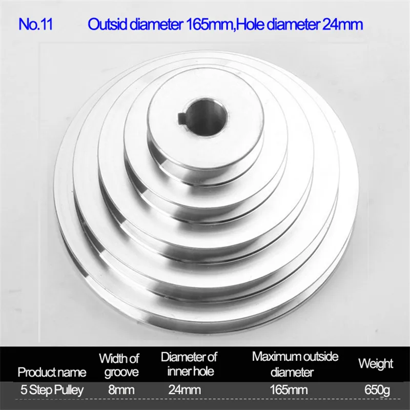 Sc340688c24814ac6bfe4e6573325602e4 Aluminium 5 Step Pagoda A Type V-Belt Motor Pulley Power Transmission Parts Outer Diameter 150mm, 165mm, 188mm, (Hole 14-32mm) Mallzona