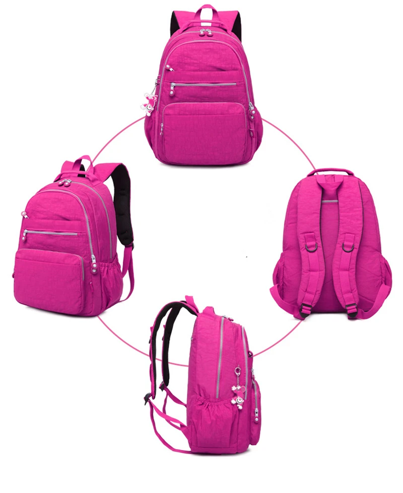TEGAOTE 2024 Nylon A4 Large Capacity Laptop School Women Men Backpack Lightweight Travel Bag Blue Grey Black Red Purple M1604 4
