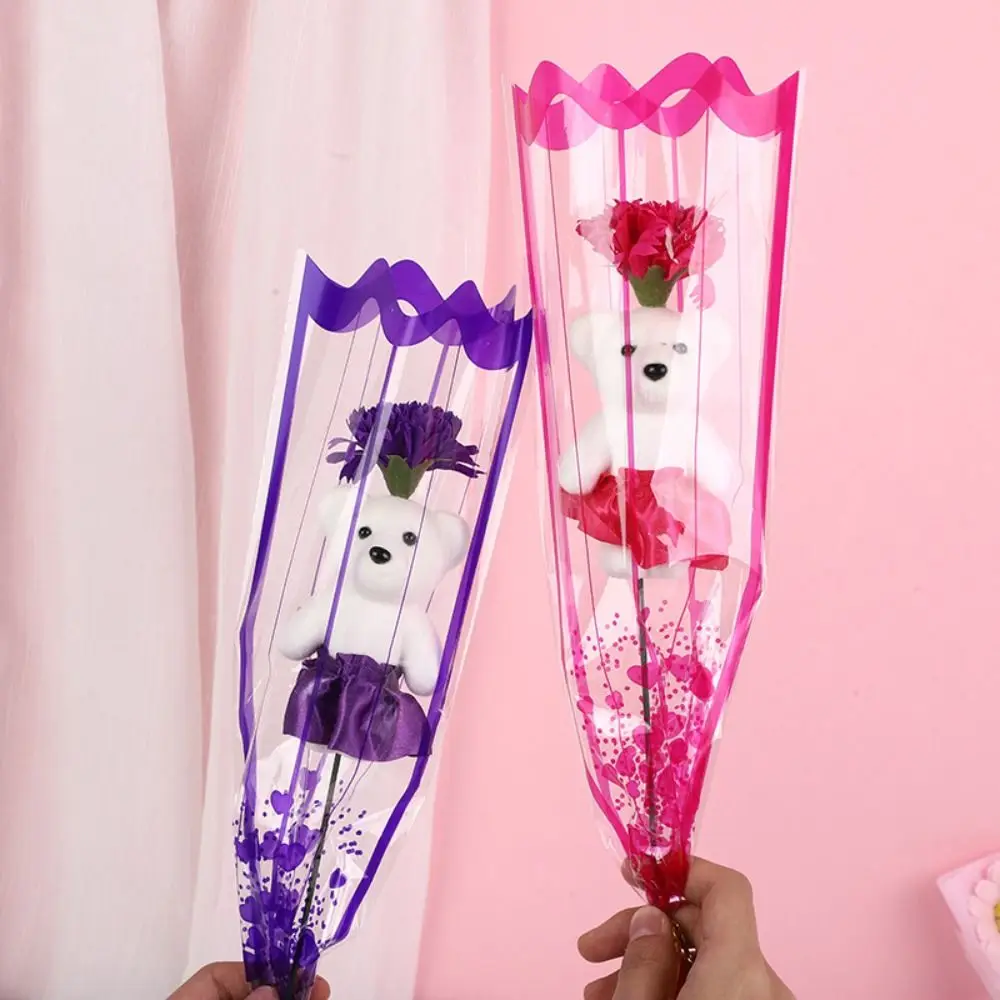 새로운 비누꽃 사랑스러운 곰돌이 졸업 꽃다발 졸업 선물 DIY 인공 장미꽃 곰돌이 꽃다발 장식